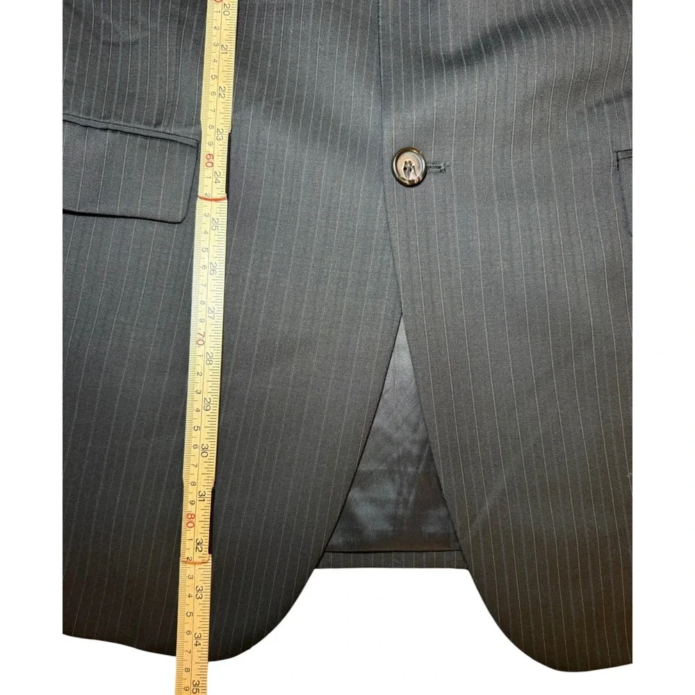 Ralph Ralph Lauren Mens 44L Pinstripe Blazer 100% Wool Jacket Black 2‎ Buttons